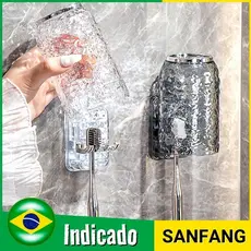 Rack Acrílico De Escova De Dentes Porta Copos Para Enxaguante Bucal Do Banheiro Sem Furo Luxo