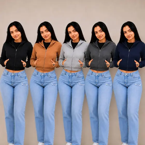 Cropped Moletom Feminina com Capuz, bolso e zíper