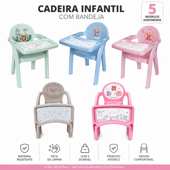 Poltrona de Alimentação infantil com bandeja de urso Plasutil Excelente para Refeição