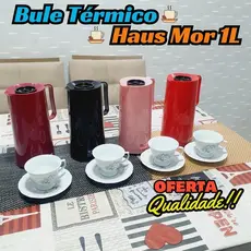 Bule Térmico em Plástico com Ampola em Vidro Haus 1L - Mor