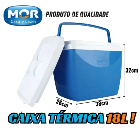 Caixa Térmica 18L Armazenadas 24 latinhas de 350ml ou 12 unidades de garrafas de 600ml