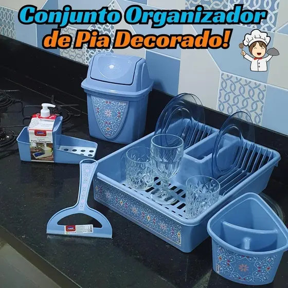 Conjunto de Organização de Pia Completo Linha Decora