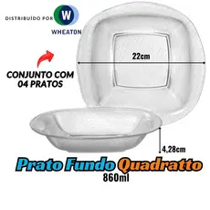 Jogo de Pratos fundos de vidro Quadratto 4 peças - Wheaton