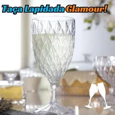 Taça de Água Decorada Glamour Incolor volume de 380ML em Material PS Lindo Produto