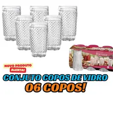 Conjunto de Copos de Vidro Suco Água 255 ML Wheaton Barroco - 06 Pçs