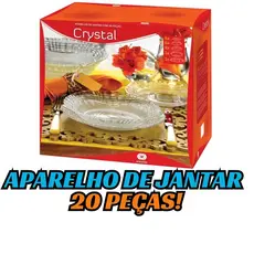 Aparelho de Jantar Crystal Wheaton 20 Peças Vidro Transparente Mesa Posta Completa
