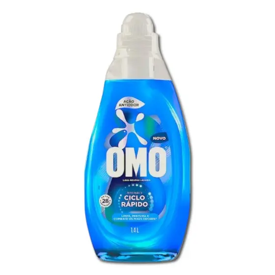 Lava Roupas Líquido Omo Ciclo Rápido Ação Antiodor 1,4 Litros