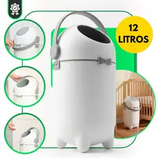 Lixeira Antiodor 12 Litros com Tampa Basculante 50cm Compacta para Banheiro Cozinha Quarto Escritório Fraldas Anti odor