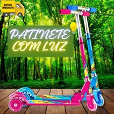 Patinete Infantil 3 Rodinhas com Luz Led e Freio Ajustável Dobrável Até 50kg Criança Menino Menina