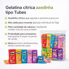 Kit C/30un Balas Fini Sabores Variados Tubes Cítricas Azedinhas 15g