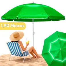 Guarda Sol Praia Grande 1,90m Haste Reforçada Piscina E Pesca Verão Proteção UV Ombrelone