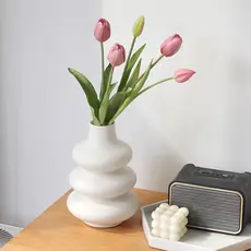 Decoração elegante Vaso Nórdico Minimalista Modelo Ondas Vaso en Gesso Cru Orgânico Minimalista