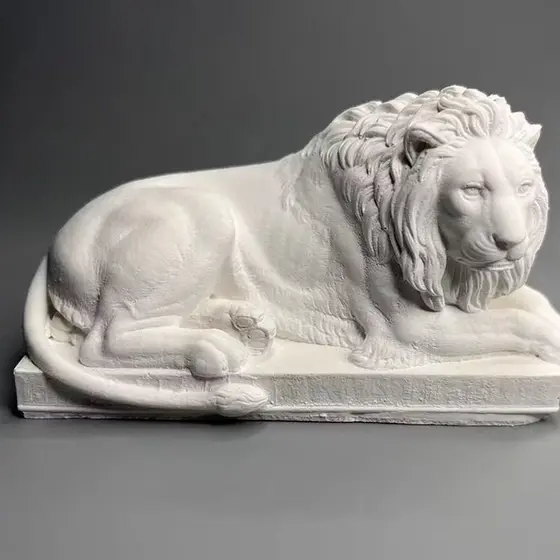 Estatua Leão Deitado Linda Decoração Leão Realista Gesso Cru leão minimalista