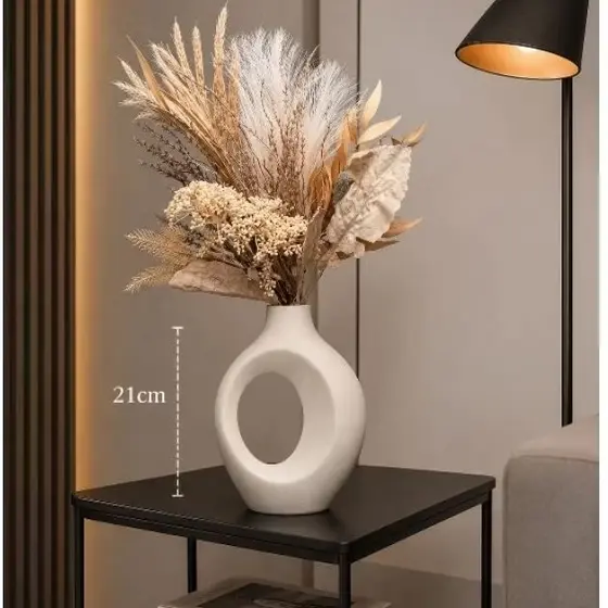 Vaso Decorativo Moderno Nórdico Vazado 21cm para Sala Quarto Mesa Posta