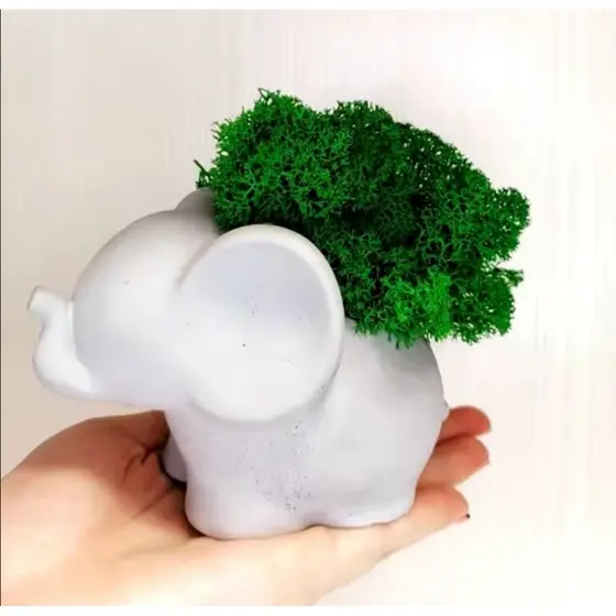 Vaso para Suculentas ou Plantas Artificiais Elefante em Gesso Cru Decoração Criativa Linda Decoração