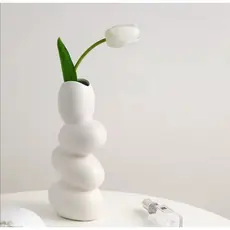 Vaso Decorativo   Moderno  Vaso stone  Boho Aesthetic  Minimalista em Gesso Cru