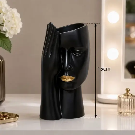 Vaso Decoração Luxo Face Abstrata Mão no Rosto Estilo Nórdico