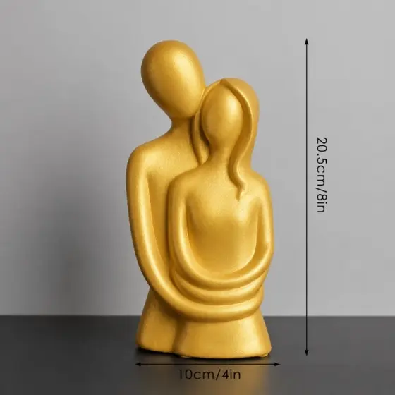 Escultura Decorativa Casal Abstrato 20cm – Enfeite Minimalista para Sala ou Quarto