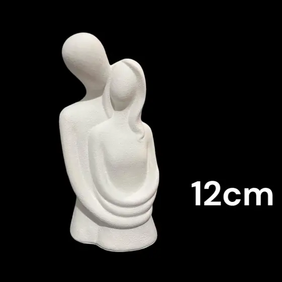 Estátua Escultura Estatueta Casal Minimalista Decorativo Luxo gesso cru 12 cm de altura