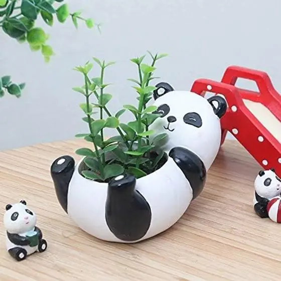 Vaso de Bichinho Urso Panda Decorativo para plantas Suculentas e cactos vasinho