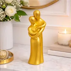 Escultura Casal Abraçado 16cm em Gesso  Decoração Moderna Romântica para Sala, Quarto ou Presente