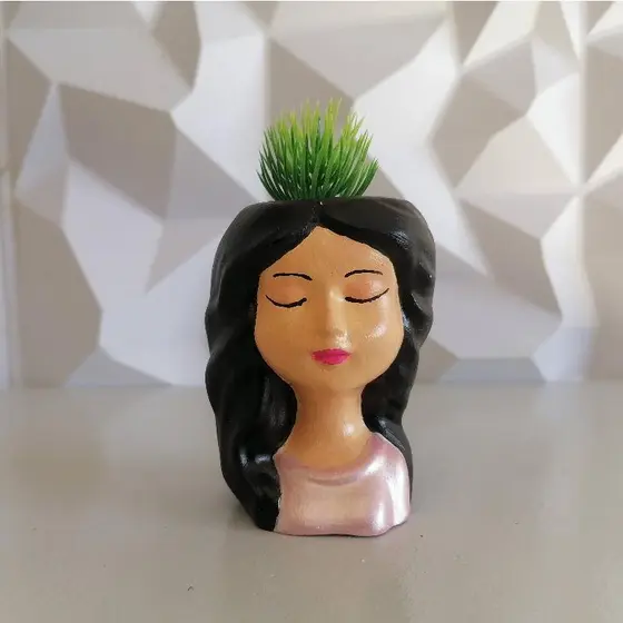 Vaso Boneca, Vaso de Planta Menina, Lindo Vasinho Decorativo Perfeito para sua Decoração
