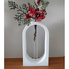 Vaso Decorativo Minimalista em Gesso Cru | Suporte para Flor com Design Moderno
