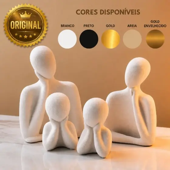 Trio Estatuetas de Família Gesso Abstrata Minimalista Casa e Decoração  para casa/ presentes