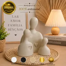 escultura decorativo Família Coração - Pai Mãe E Filho Minimalista para estantes, aparador buffet