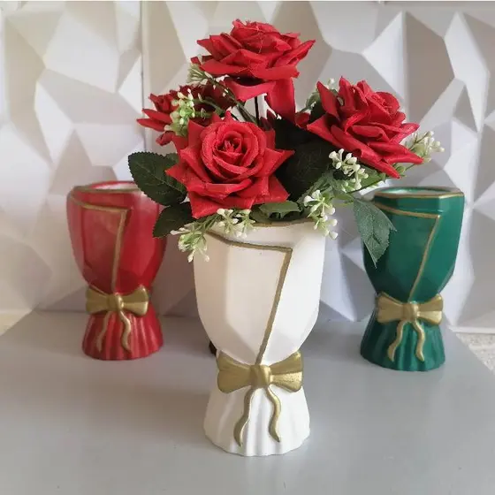 vaso decoração Cachepot  Decoração 18cm vaso luxo  Enfeite Mesa, Sala , Rack decoracão elegante