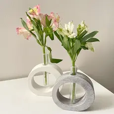 Vaso Decorativo Enfeite REDONDO - Aesthetics Boho Minimalista Com Tubo para mesa, Aparador, estante