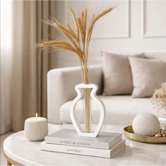 Vaso Decorativo Moderno com Tubo de Vidro | Decoração Minimalista Boho Chic Sala Quart