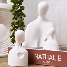 Escultura Família em Gesso Cru Minimalista | Decoração Moderna Sala | Peça Decorativa Amor e União