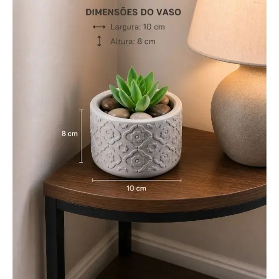 Vaso Decorativo de Gesso para Suculenta Artificial Mini Cachepot  Moderno para Sala Quarto e Mesa