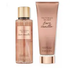 Kit Baunilha Body Splash + Hidratante Feminino Cheiro Doce Cremoso Fixação Alta Longa Duração Envio Imediato Oferta