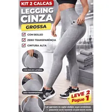 Kit 2 Calças Legging Feminina Suplex Cós Alto Modeladora Academia Fitness Sem Transparência