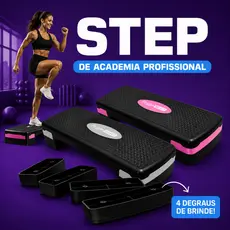 Step Academia 3 Níveis Treino Regulagem Altura Profissional até 150kg Regulável Ajustável Aeróbico