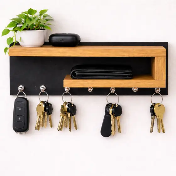 Porta Chaves de Parede com Nicho e Prateleira 100% MDF – Organizador Funcional e Decorativo