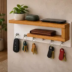 Porta Chaves com Nicho e Prateleira 100% MDF – Ideal para Hall de Entrada