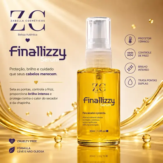 Finalizzy Sérum Zabella Protetor Térmico Capilar Anti Frizz 30ml e 60ml