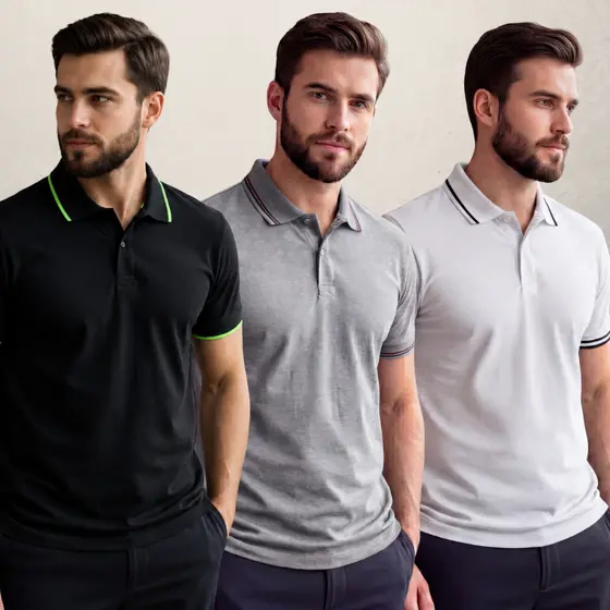 Kit 3 Camisa Polo Masculina Tecido 100% Algod茫o Premium Conforto Estilo