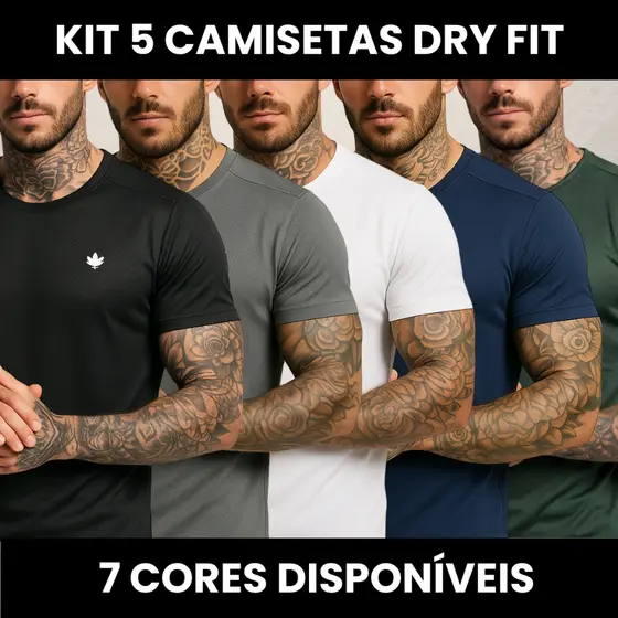 Kit 5 Camiseta Dry Fit Academia Alta Performance Treino Não Transpira