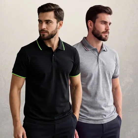 Kit 2 Camisa Gola Polo Masculina Tecido 100% Algodão Premium