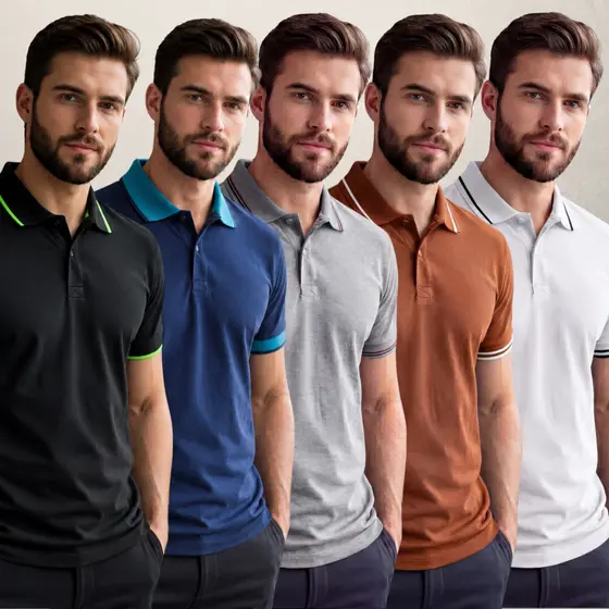 Kit 5 Camisa Gola Polo Masculina Tecido Premium 100% Algodão Conforto Estilo
