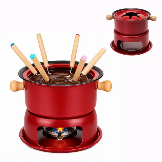 Conjunto Aparelho de Fondue Panela Chocolate Queijo em Aço 1,7 Litros 11 peças – Completo