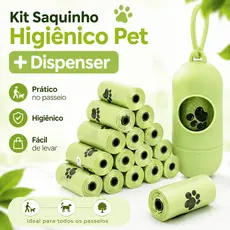 Sacola Coletora de Fezes de Pet Biodegradável + Estojo Portátil Cápsula, Para Passeios com Cachorro