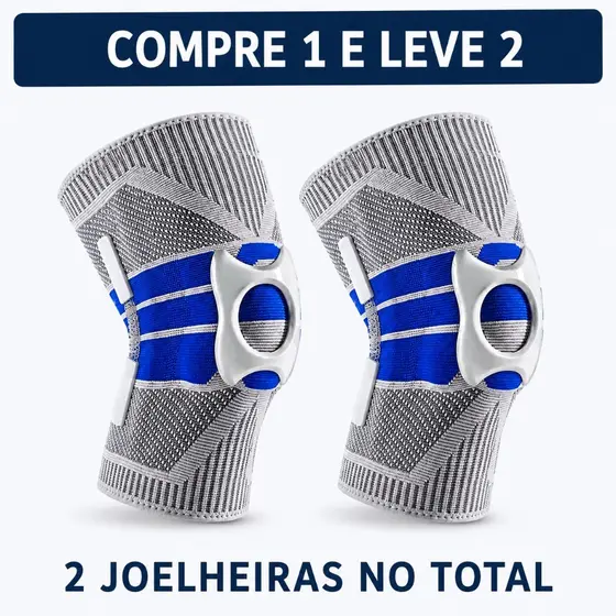 【kit 2】Joelheira de Compressão com Suporte de Molas, Amortecimento de Silicone para Corrida e Academia