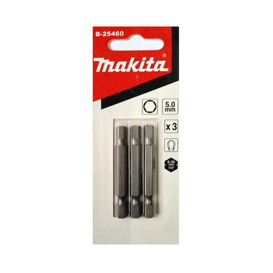 Pacote c/ 3 Bits Allen Longo 5,0 X 50mm Makita B-25460