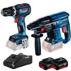 Kit Parafusadeira/Fur 1/2" GSB 18V-90 C + Martelete Rotativo Romp GBH 180-LI + 2 Bateria 4Ah + Carregador Rápido Bosch