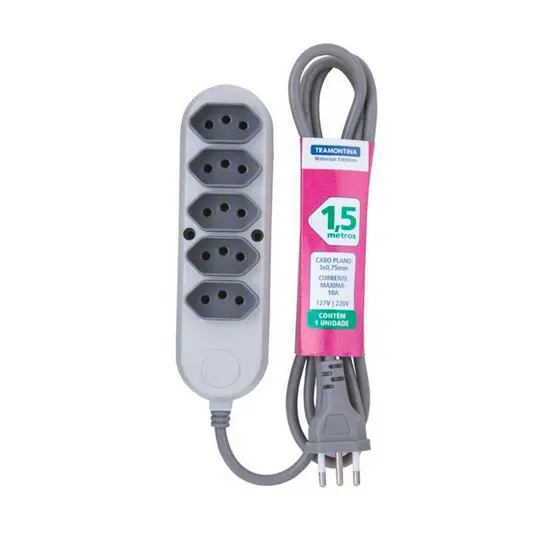 Extensao 1,5mts 5 Tomadas 2PT 10A250V Tramontina - 57504029